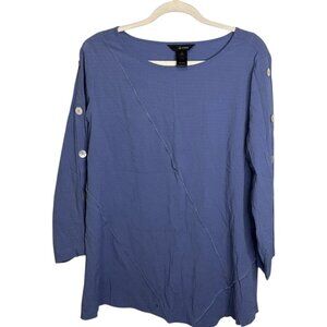 Ali Miles Blouse Women's Size Medium‎ Abstract Tunic Artsy Purple Blue